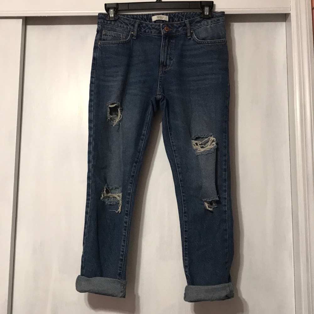 ripped boyfriend jeans